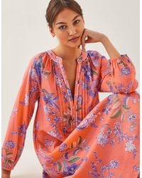 Monsoon - Kaia Floral Tunic Midi Dress Orange - Lyst