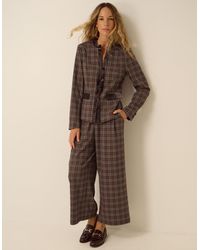 Monsoon - Gracie Check Print Jacket Brown - Lyst