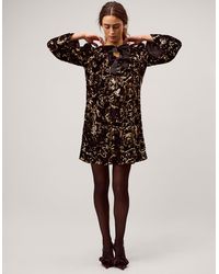 Monsoon - Shola Bow Sequin Mini Tunic Dress Black - Lyst