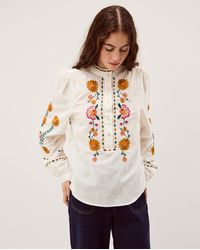 Monsoon - Emmy Embroidered Long Sleeve Top - Lyst
