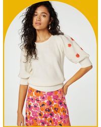 Monsoon - Fabienne Chapot Embroidered Short Sleeve Jumper Cream - Lyst