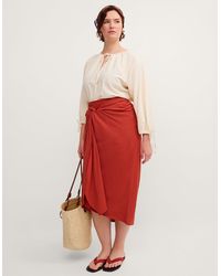 Monsoon - Callie Thorpe X Linen Blend Sarong Skirt Orange - Lyst