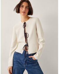 Monsoon - Tula Tie Cardigan Ivory - Lyst