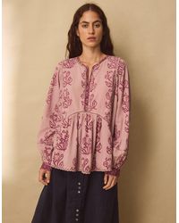 Monsoon - East Reiko Hand-woodblock Botanical Print Top Purple - Lyst