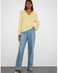 Monsoon - Cara Collar Cashmere Jumper Yellow - Lyst