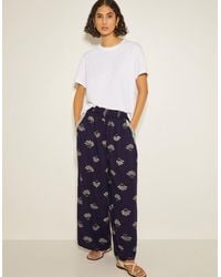 Monsoon - Briana Print Wide Leg Trousers Blue - Lyst
