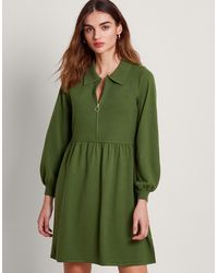 Monsoon - Zelda Zip Dress Green - Lyst