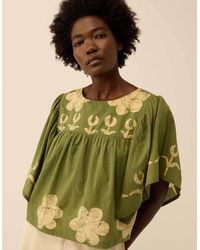 Monsoon - East Trixie Batik Printed Florals Top Green - Lyst