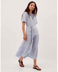 Monsoon - Mia Embroidered Print Midi Dress - Lyst