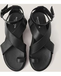 Monsoon - Ivy Toe Strap Crossover Leather Sandals Black - Lyst