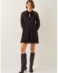 Monsoon - Lulu Long Sleeve Lace Mini Dress Black - Lyst