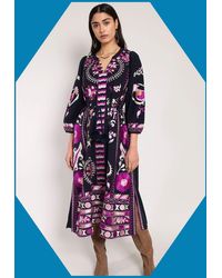 Monsoon - East Embroidered Midi Dress Multi - Lyst