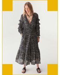 Monsoon - Maison Hotel Carmencita Ruffle Midi Dress Black - Lyst