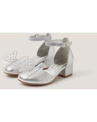 Monsoon - Diamanté Bow Metallic Two-part Heels Silver - Lyst