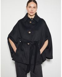 Monsoon - Cecily Military Cape Coat Black - Lyst