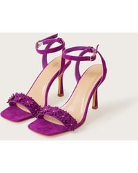 Monsoon - Suede Flower Heel Sandals Purple - Lyst