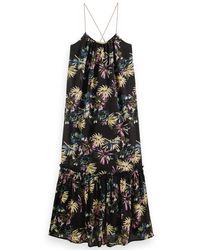 Monsoon - Scotch And Soda Print Tiered Maxi Dress Regular Length Black - Lyst