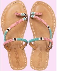 Monsoon - Laidback London Diani Beaded Leather Sandals Pink - Lyst