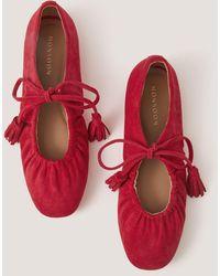 Monsoon - Blair Faux Suede Ballet Pumps Red - Lyst