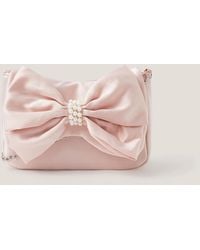 Monsoon - Pearl Bow Satin Bag Pink - Lyst