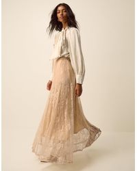 Monsoon - Luna Lace Maxi Skirt Cream - Lyst