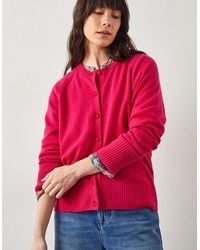 Monsoon - East Ember Cashmere Crew Neck Cardigan Pink - Lyst