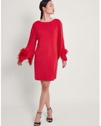Monsoon - Fi Feather Tunic Dress Red - Lyst