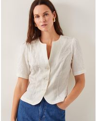 Monsoon - Eliza Short Sleeve Jacquard Top Ivory - Lyst