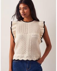 Monsoon - Ray Ruffle Knitted Tank Top Ivory - Lyst
