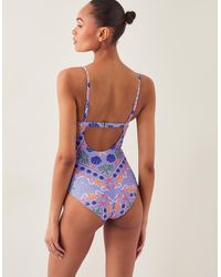 Monsoon - Mabel Shell Print Swimsuit Blue - Lyst