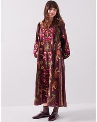 Monsoon - East Preeti Sleeveless Printed Midi Dress Red - Lyst