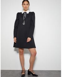 Monsoon - Polly Lace Collar Ponte Mini Dress Black - Lyst