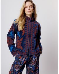 Monsoon - Moliin Cleo Embroidered Velvet Jacket Blue - Lyst