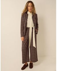Monsoon - Gracie Check Print Wide Leg Trousers Brown - Lyst
