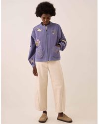 Monsoon - East Anyar Botanical Embroidered Cotton Twill Jacket Blue - Lyst