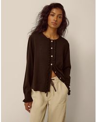 Monsoon - Ruby Frill Cardigan Brown - Lyst