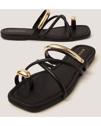 Monsoon - Metal Detail Toe Strap Sandals Black - Lyst