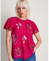 Monsoon - Everly Embroidered Blouse Pink - Lyst