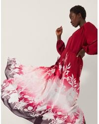 Monsoon - Women's Red & White Floral Print Ombré Lilian Maxi Dress, Size: L - Lyst