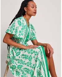 Monsoon - Lani Button Dress In Linen Blend Ivory - Lyst