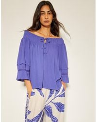 Monsoon - Ava Off-the-shoulder Smock Top Blue - Lyst