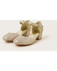 Monsoon - Diamante Glitter Two-part Heels Gold - Lyst