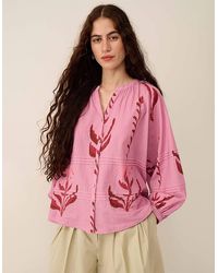 Monsoon - East Maisie Hand-painted Botanical Print Top Purple - Lyst