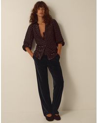 Monsoon - Mila Velvet Straight Leg Trousers Black - Lyst
