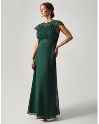 Monsoon - Women's Dark Green Floral Lace Elegant Elodie Chiffon Bridesmaid Dress, Size: 24 - Lyst