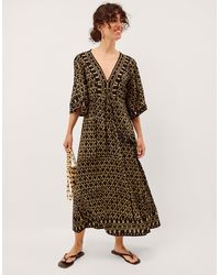 Monsoon - Arti Print Midi Kaftan Black - Lyst