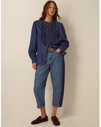 Monsoon - Sophia Ruffle Denim Shirt Blue - Lyst
