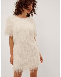 Monsoon - Tori Short Sleeve Fringe Mini Dress Ivory - Lyst