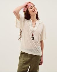 Monsoon - Logan Linen T-shirt Ivory - Lyst