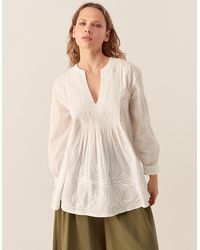 Monsoon - East Donnie Hand-embroidered Blouse Ivory - Lyst